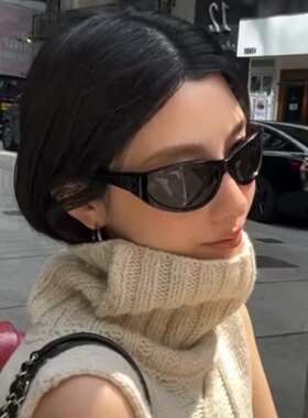 韩版Y2K辣妹发箍墨镜女复古老钱风显瘦防紫外线凹造型太阳眼镜潮