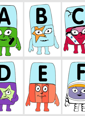 ABC字母积木闪卡2-5岁幼小衔接自然拼读英语启蒙认知卡片教具过塑