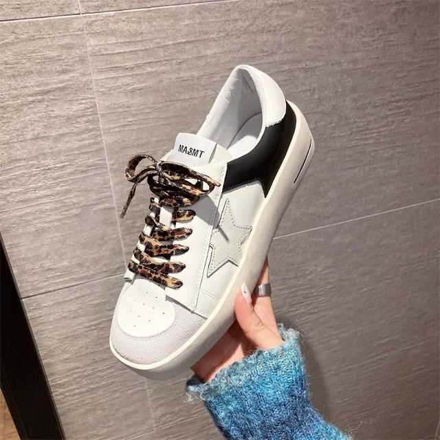 断码特惠复古真皮女鞋春秋季休闲鞋方头五角星板鞋豹纹小白鞋板鞋