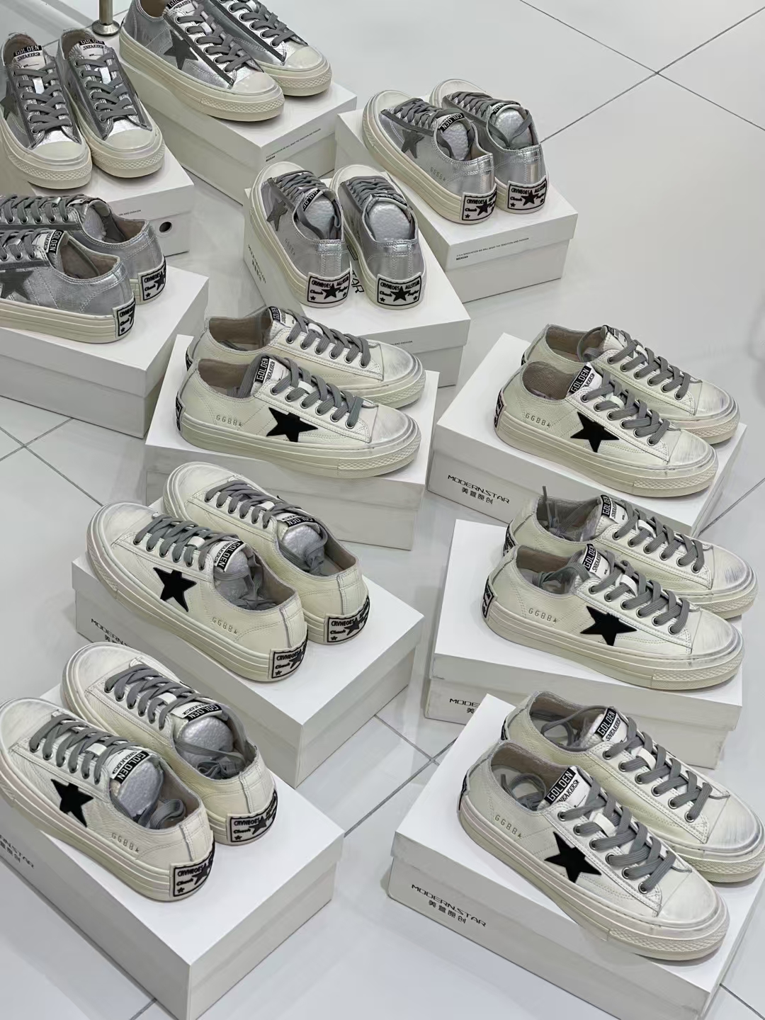 断码特惠魔都世家modern头层牛皮真皮星星小白鞋女鞋2025春季板鞋