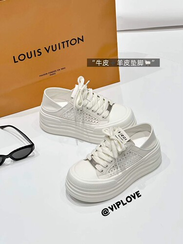 断码特惠VIPLOVE真皮牛皮女鞋2026春夏透气休闲厚底小白鞋网鞋潮
