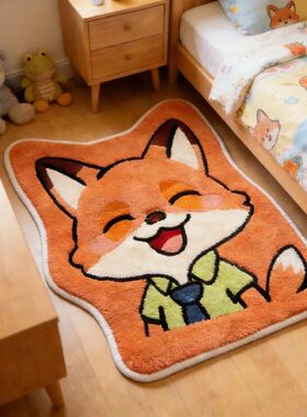 卡通地毯仿羊绒卧室床边隔凉防滑毛绒柔软客厅沙发疯狂动物城地垫