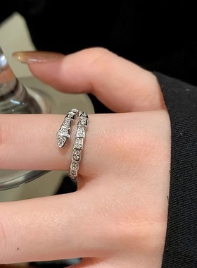 高级感闪钻蛇形戒指女小众