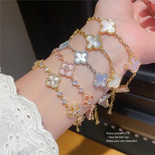 温柔白月光白贝母花瓣手链女款手串水晶手链轻奢小众精致手饰品