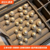 925银针大颗正圆珍珠耳钉女法式 fever同款 高级感耳环气质百搭耳