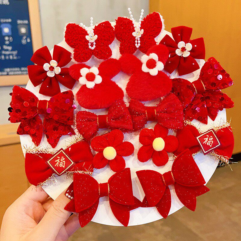 新年发饰儿童皇冠夹女蝴蝶