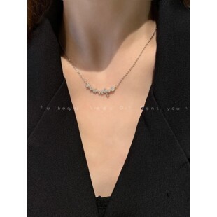 网红超级闪光锆石花项炼女性秋冬可达豪华利基优雅锁骨炼短配件