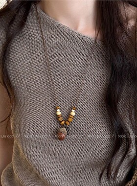 复古橡果吊坠国潮项链女款