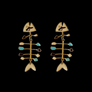 古着Vintage古着 Catch鱼骨头耳钉复古耳饰 Color