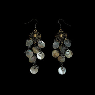 古着vintage复古Ethnic style seashells贝壳耳饰女