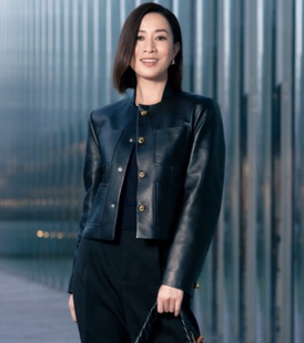 佘诗曼同款黑色圆领长袖单排扣气质机车夹克休闲百搭短款PU皮上衣