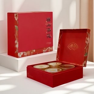 新款锦上添花礼盒高档通用燕窝石斛西洋参片包装盒单层四圆空盒子