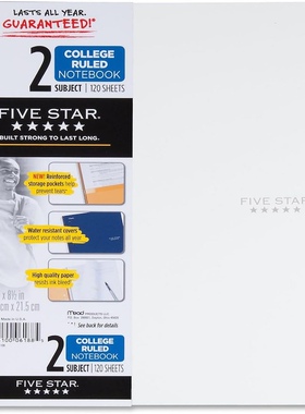 MEAD 06188 美德FIVE STAR美式二科目三孔笔记本记事本8.5X11英寸