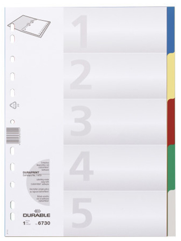내구성이 뛰어난 6730 독일 DURABA PP 5층 11홀 페이징 용지 색인 용지 파일 구분 페이지