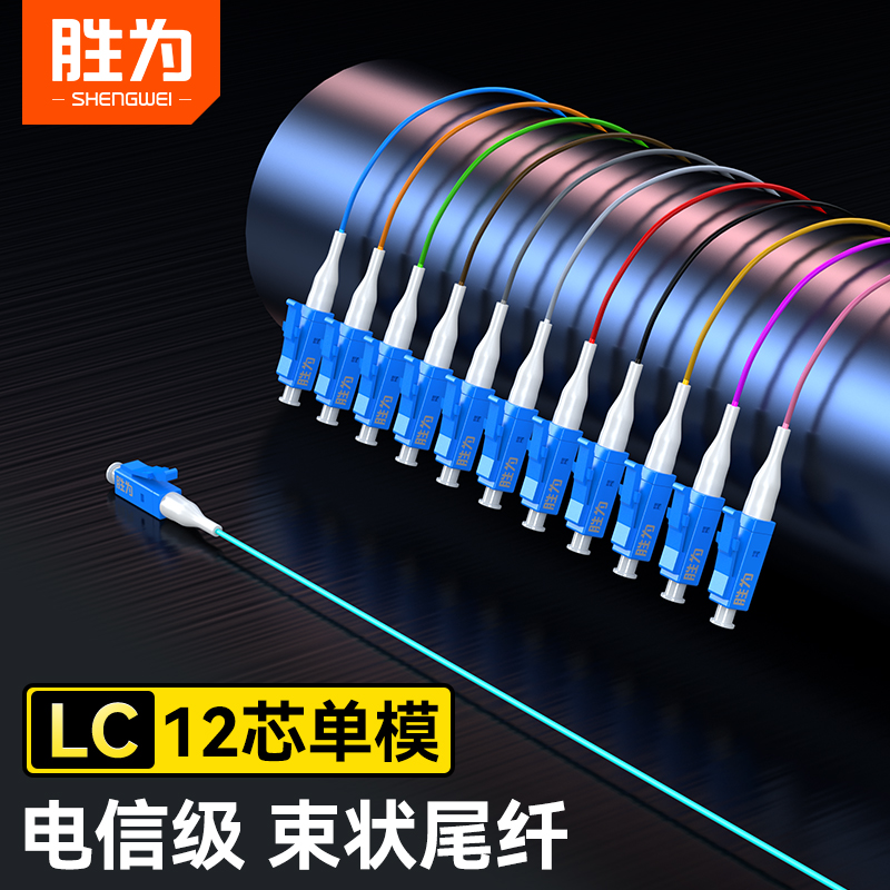 电信级光纤跳线尾纤LC/SC/FC/ST1.2米12芯单模ST束状尾纤ODF单元体FC光纤机架网线配线12芯LC束状尾纤-单模