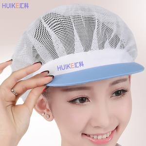 打褶网眼帽子韩版短檐防静电白网帽透气帽护发防尘防头屑女卫生帽