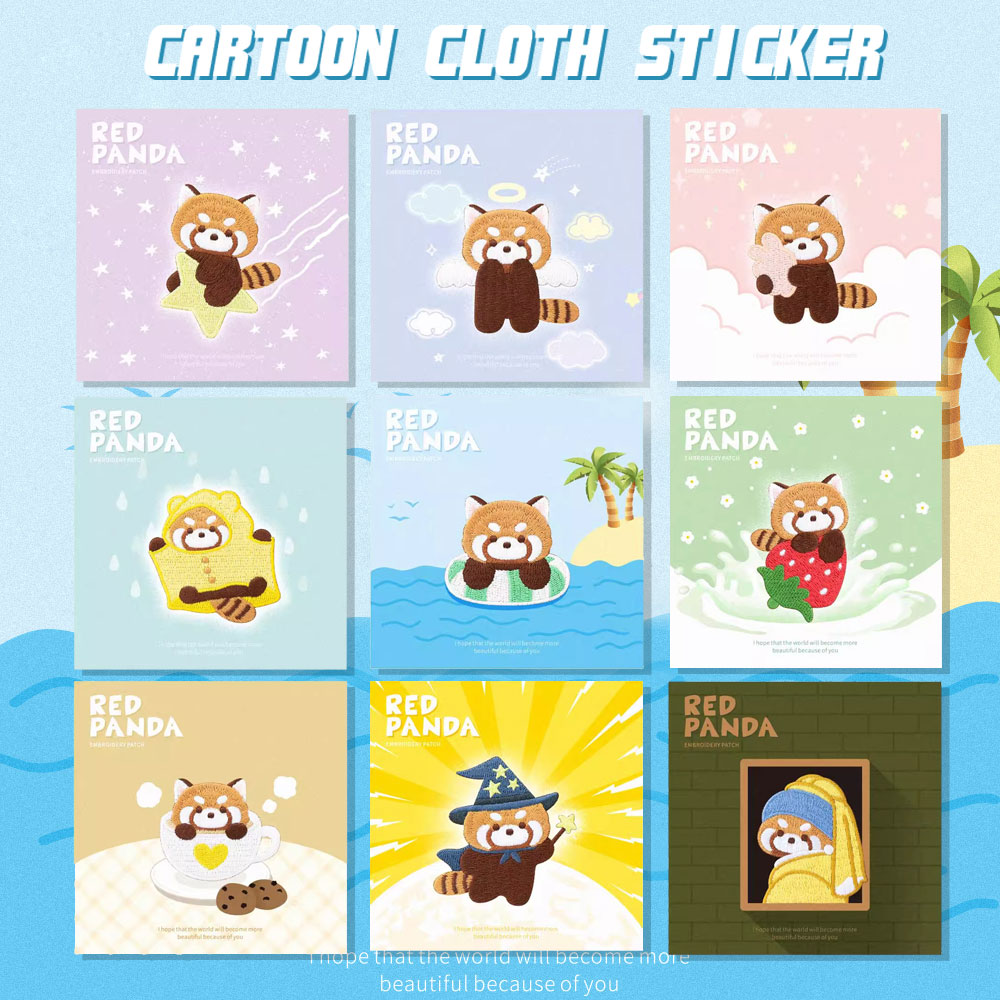 卡通角色便装小熊猫刺绣贴