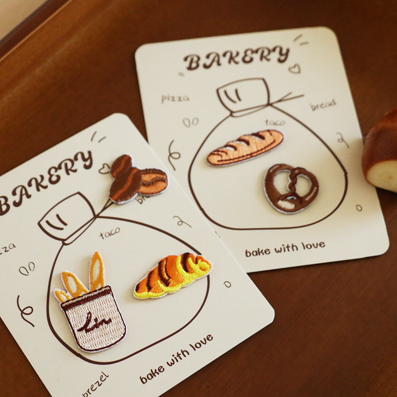 可爱面包甜品系列刺绣贴自粘布贴
