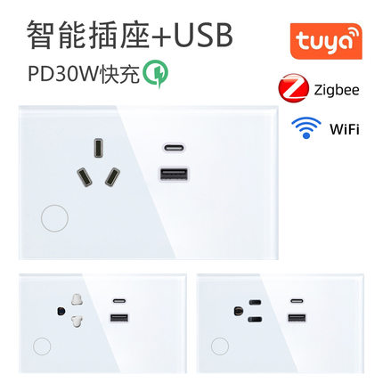 TUYA澳规PD30W澳洲带usb插座120美规16A涂鸦WiFi泰国越南规zigbee