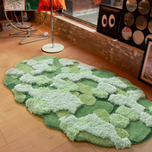 森林苔藓地毯客厅卧室书房床边毯diy风绿色轻奢高级毛绒儿童地垫