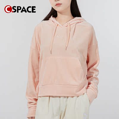 Cspace Puma Her Velour 藕色刺运动连帽套头卫衣女款846417-27