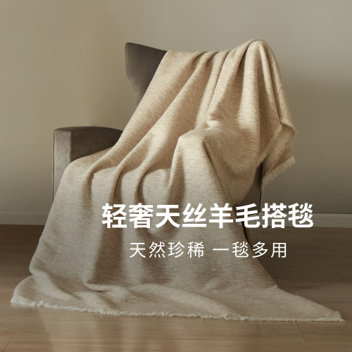 轻奢天丝羊毛搭毯现代高端家用午睡毯轻奢卧室空调毯子沙发盖毯