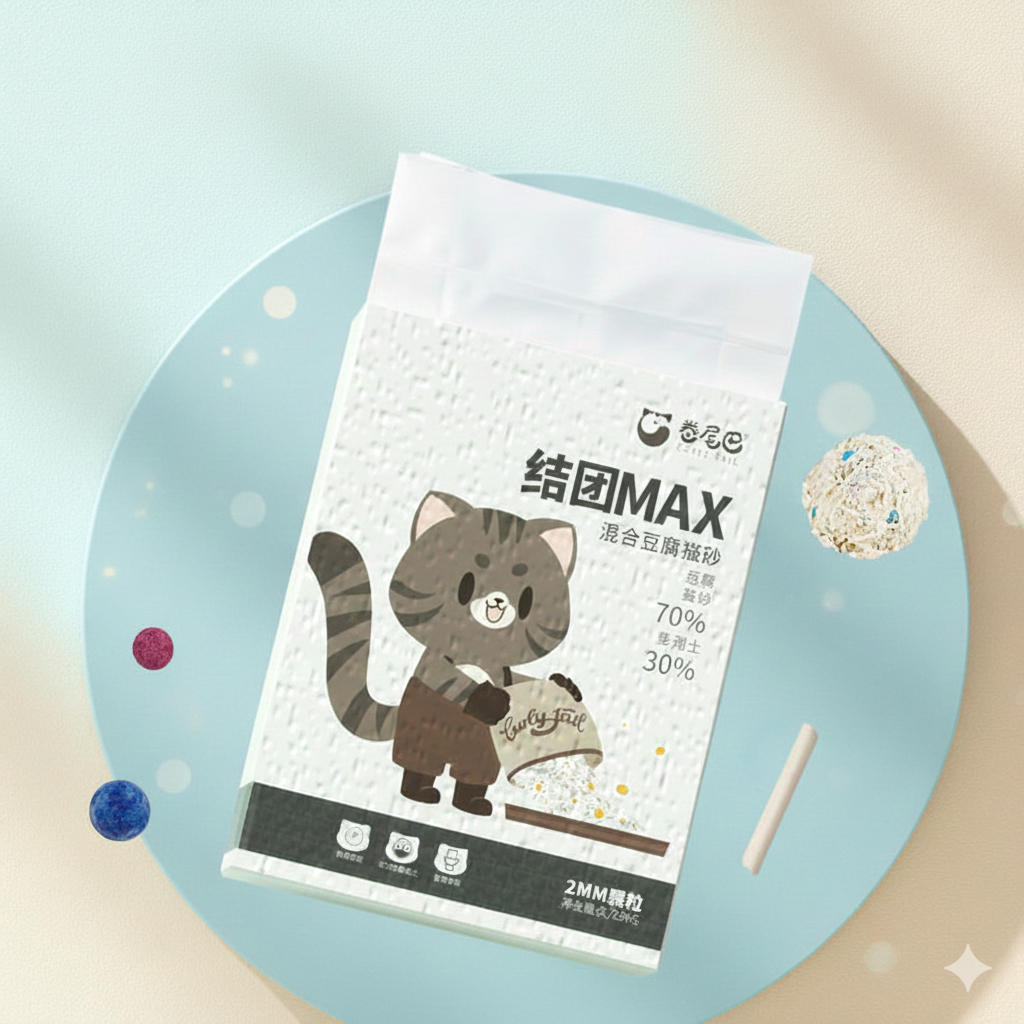 卷尾巴猫砂混合豆腐砂小主原味豆香无尘除臭猫咪用品活性炭混合