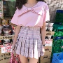 Xin Bang sinbounboun sinh viên eo cao đã gầy một từ kẻ sọc xếp li váy nữ mùa hè - Váy chân váy nhung tăm