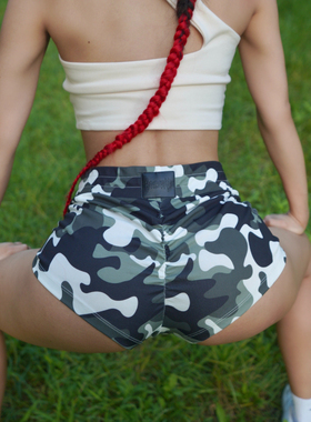 IAMYOYO twerk短裤迷彩绿森林狂野性感dancehall弹力显臀健身可穿