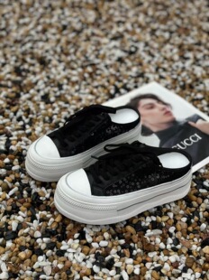 牛皮拼网厚底5cm女鞋 亮片室外增高拖百搭