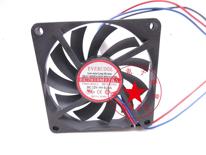 全新原装/EVERCOOL 7CM EC7010M12BA 12V 0.25A 超薄机箱散热风扇图片