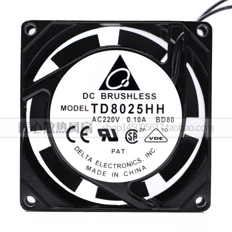 台达 TD8025HH AC 220V 0.07A 8CM 交流散热风扇 金属框 全新风机图片