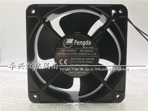 Fengda 220V FD1860A2HBL/Q 180x180x60mm 335CFM 全新 散热风机