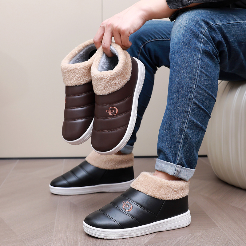 中老年男秋冬季防水加厚保暖拖鞋