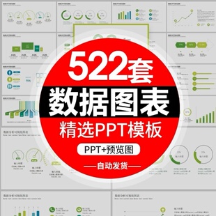 P自动生成数据可视化数据分析ppt图表模板柱状饼状折线图图标素材