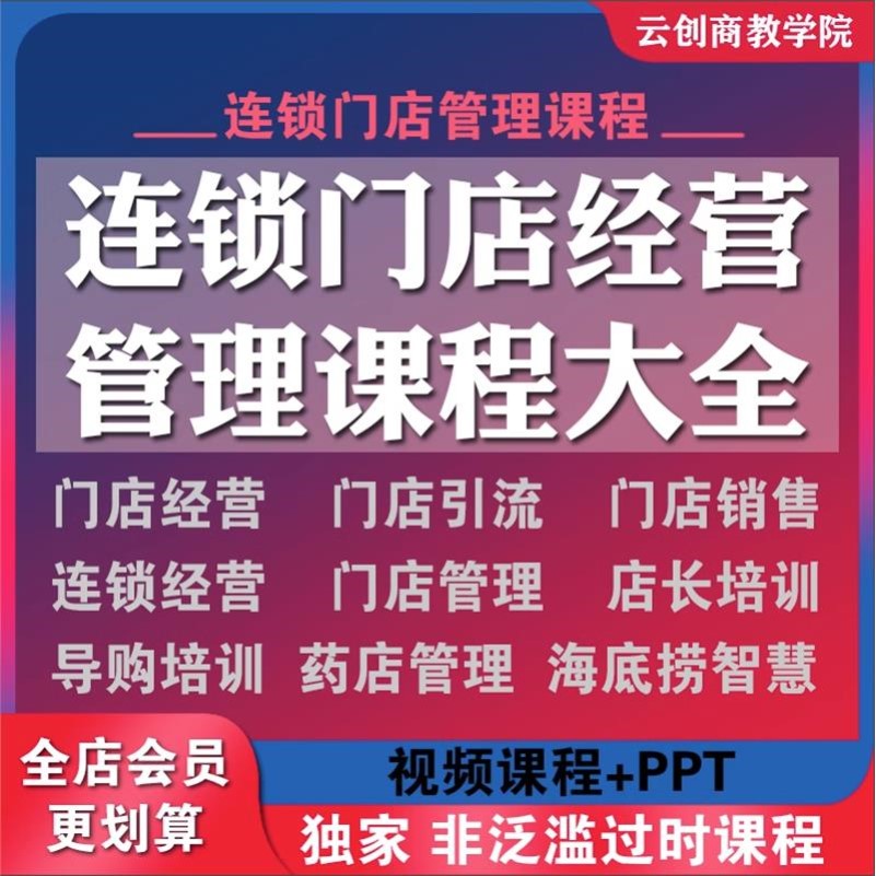 实体门店连锁门店通用经营销售引流店长导购服务培训管理视频课程