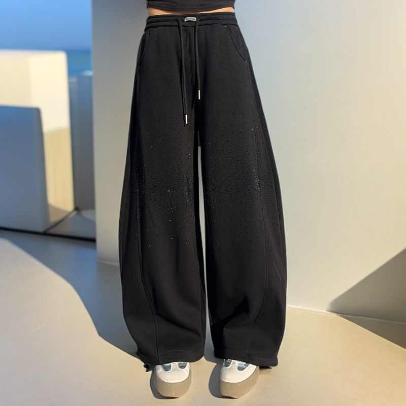 韩版潮流加绒烫钻休闲裤女