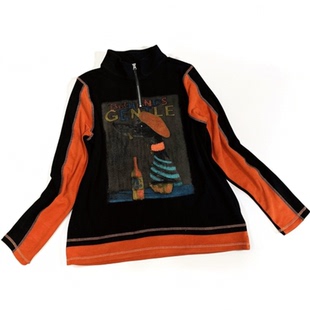 宽松显瘦印花拉链加厚德绒套头卫衣女31501 拼色 合肥欢欢 个性