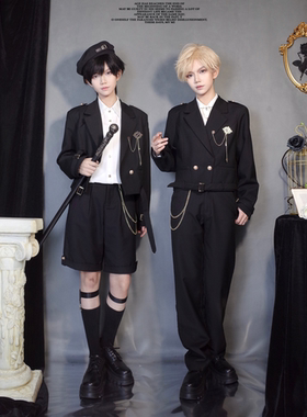 现货是只猫原创设计 玫瑰执事 情侣衬衫DK王子系西服短裤套装