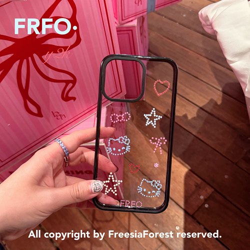 苍兰森林粉点Kitty黑边亚克力壳