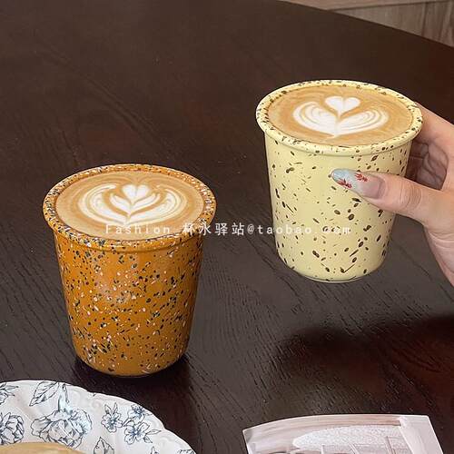 泼墨陶瓷咖啡杯马克杯