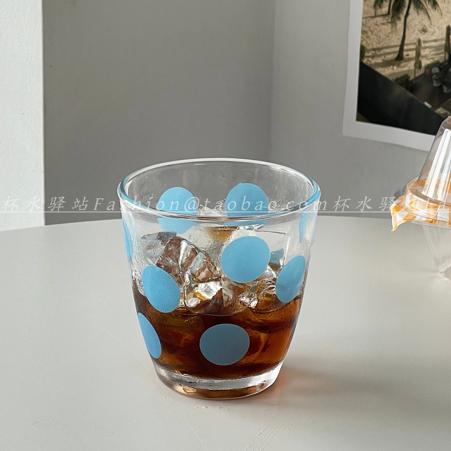 蓝色波点玻璃杯ins耐高温