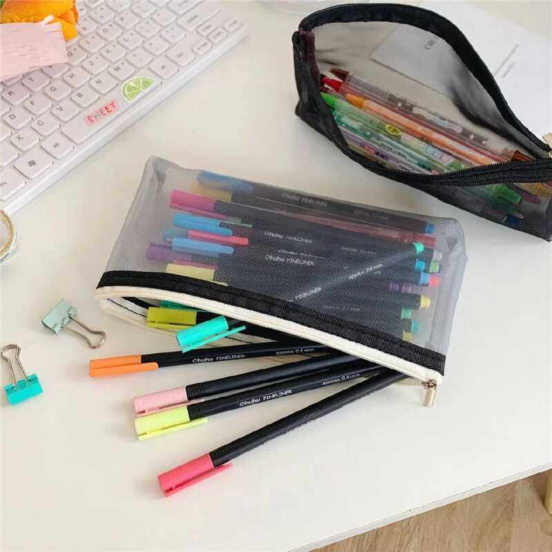 立体大容量学生文具袋透明网纱笔袋高颜值ins日系简约网纱袋,文具电教/文化用品/商务用品,笔袋,淘宝优惠券,粉丝福利购,淘宝优惠卷