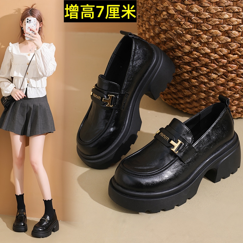 英伦风皮鞋粗跟百搭单鞋34码