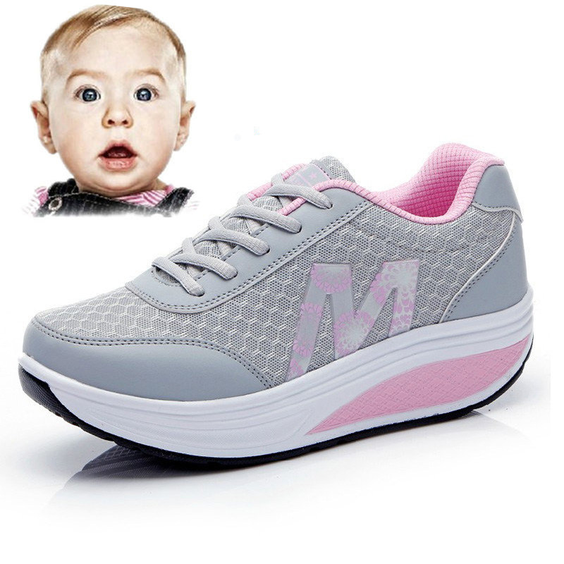 正品摇摇鞋女网面春秋网布鞋系带休闲鞋小码女鞋33厚底跑步运动鞋