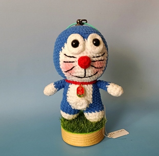 成品】毛线编织机器猫玩偶可爱创意礼物包挂件钥匙扣包挂件满包邮