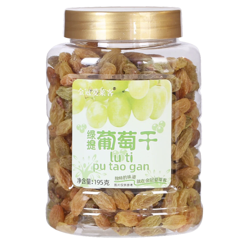 金冠爱莱客绿提葡萄干特大免洗新疆绿提子干195g罐装果干休闲零食