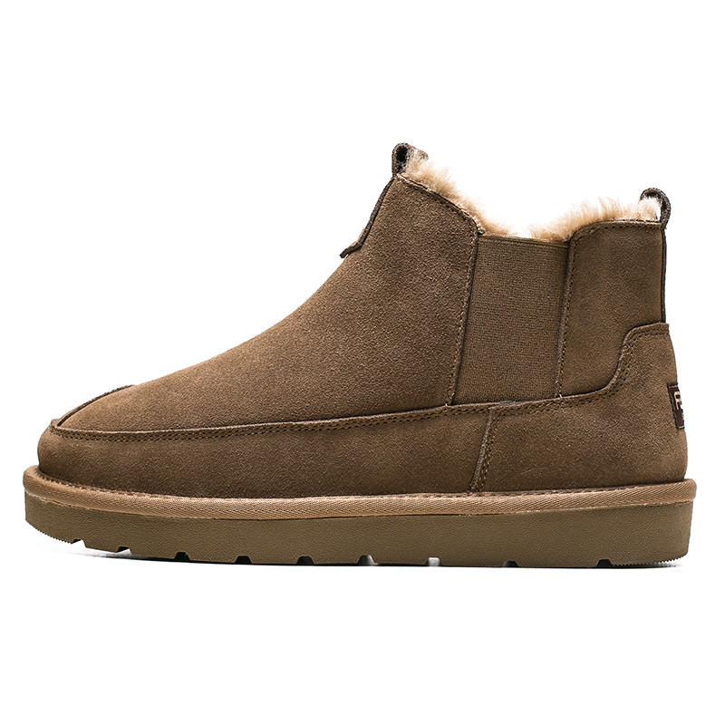 MENS SNOW BOOTS WINTER PLUS VELVET WARM COTTON SHORT BOOTS LEATHER HIGH-TOP COTTON SHOES TIDE THICKENING NON-SLIP BREAD SHOES MEN