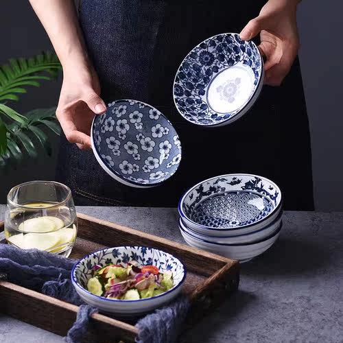 家用饭碗日式横纹浅碗减肥分餐碟