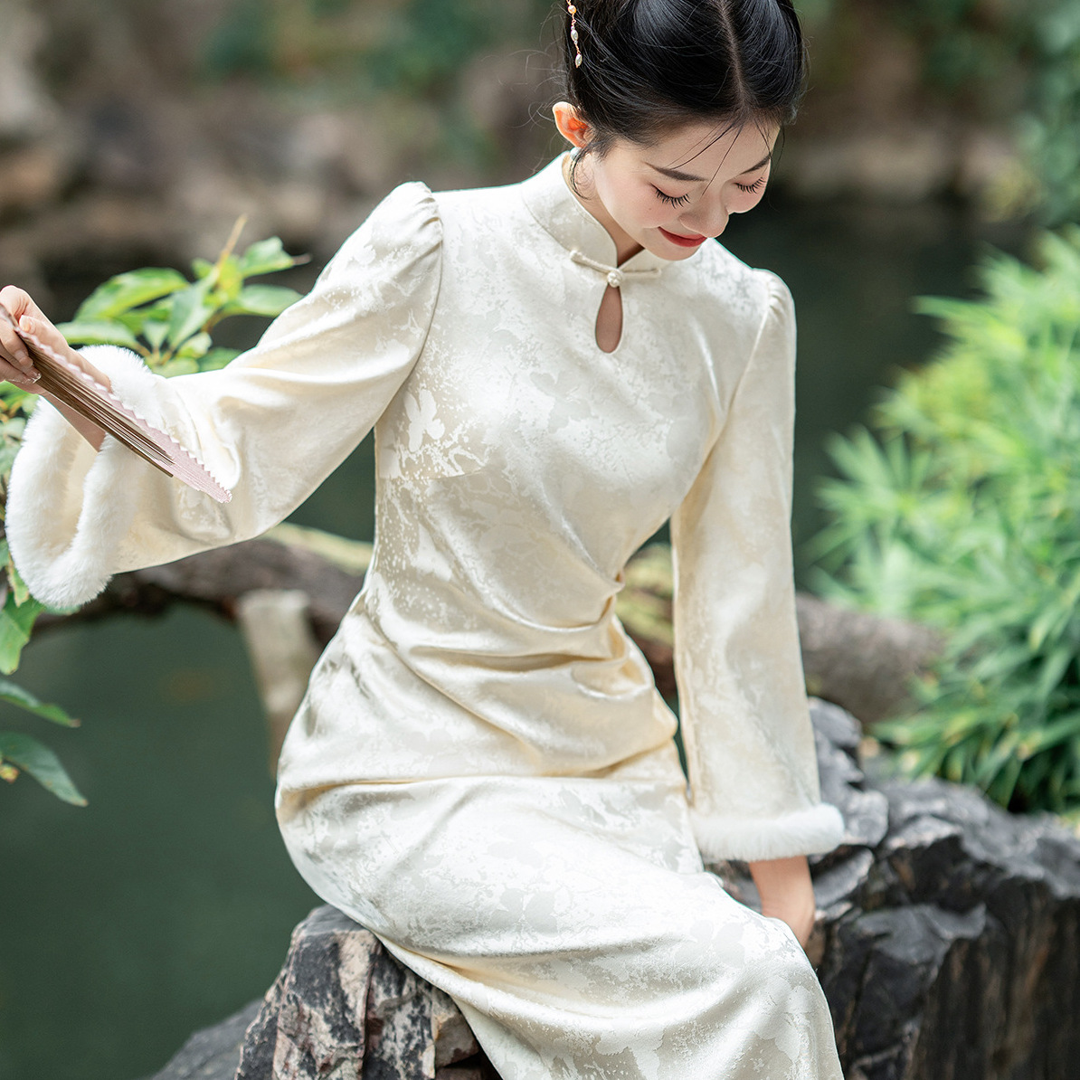 Robe新中式晨袍秋冬旗袍新娘结婚礼服女敬酒服订婚仪式领证礼服